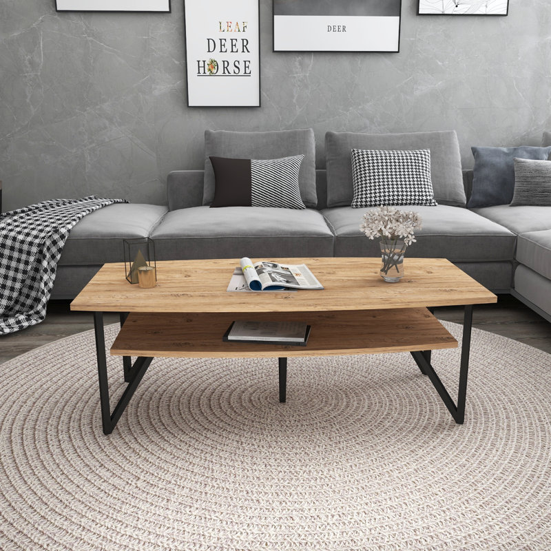 Four Leg Coffee Table with Storage, Atlantic Pine