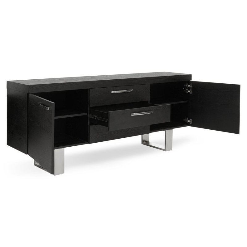 Sawicki 200cm Solid Wood Sideboard, Black