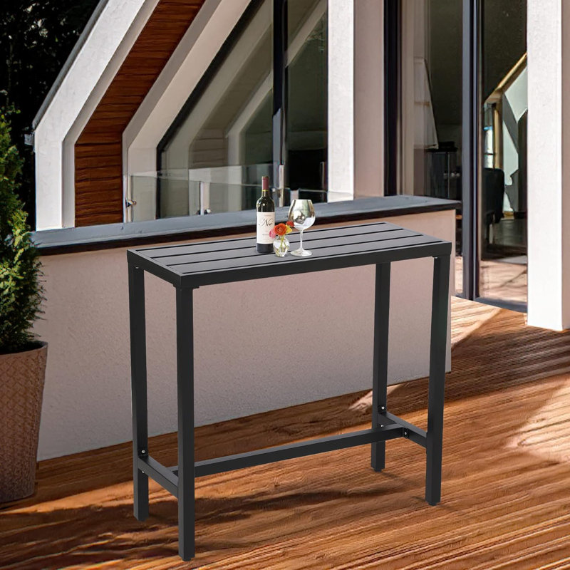 Outdoor Bar Table, Patio Counter Height Bar Table, 55" Rectangle Bar Tables For Patio, Garden, Yard, Balcony, Poolside (black)