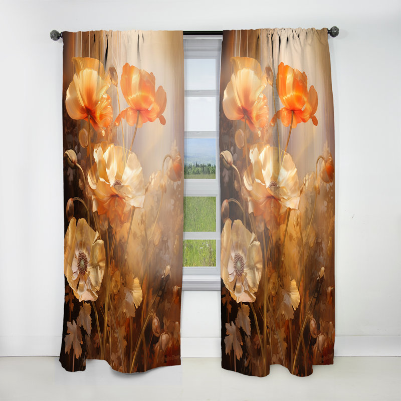 Shetucket Poppies Bronze Brilliance - rideau en velours traditionnel - obscurcissant - 1 panneau, L 52 po x L 90 po