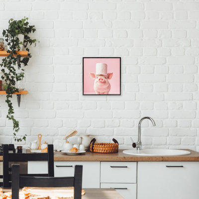 Silly Piggy Pink Toilet Paper Framed Giclee, design by Heidi Kuntz