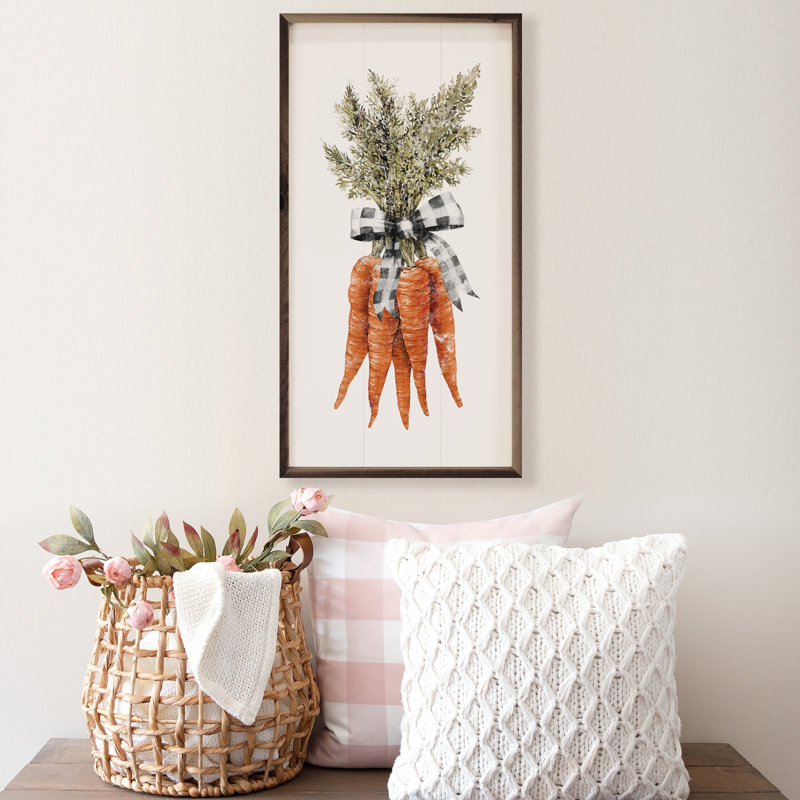 Group of Carrots With Bow White, 24" H x12" W x 1" D