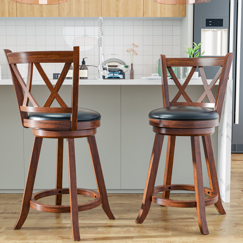 Tabouret pivotant Havant, Tabouret de comptoir (siège d'une hauteur de 24 p, Brun