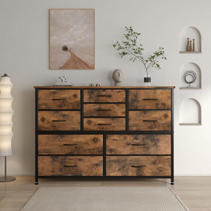 Commode 11 tiroirs, Brun rustique