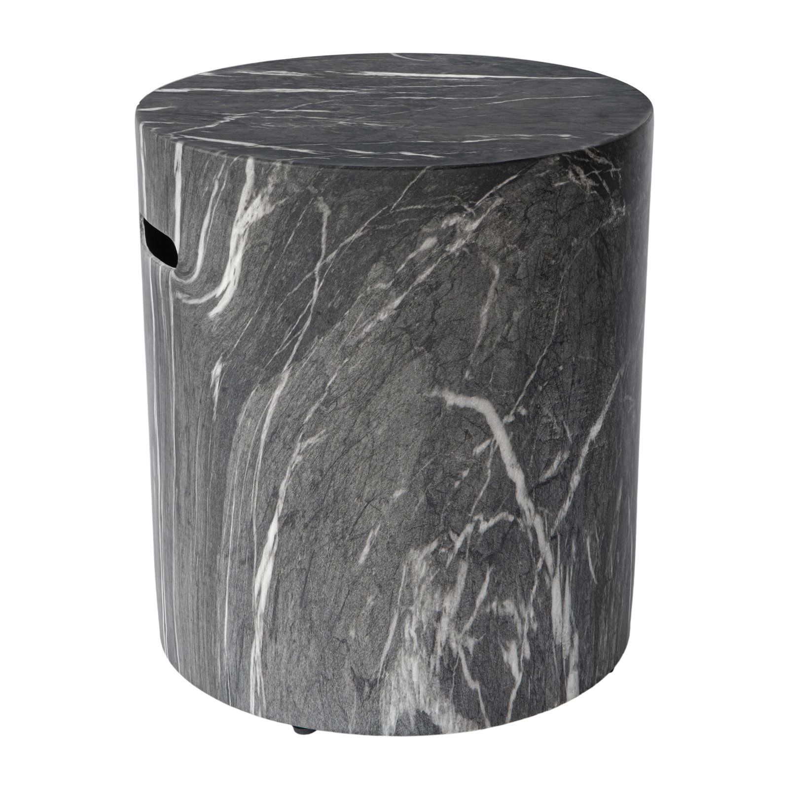 Carley 16" Concrete Outdoor Side Table, Dark Gray Marble