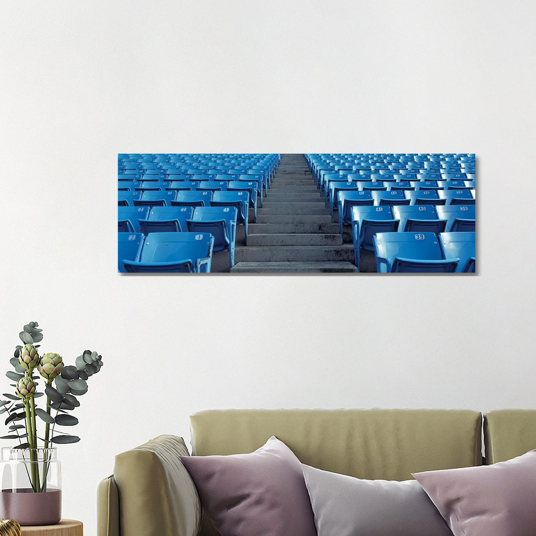 Empty Blue Seats In A Stadium, Soldier Field, Chicago, Illinois, USA - Wrapped Canvas Panoramic Print