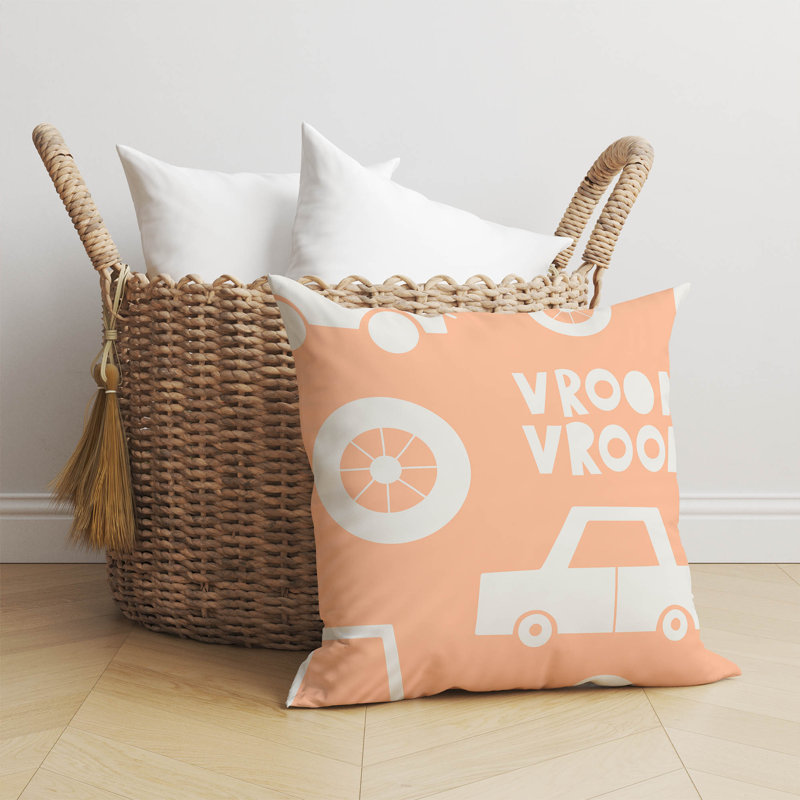 Coussin Vroom, Pêche / orange, H 26 po x l 26 po