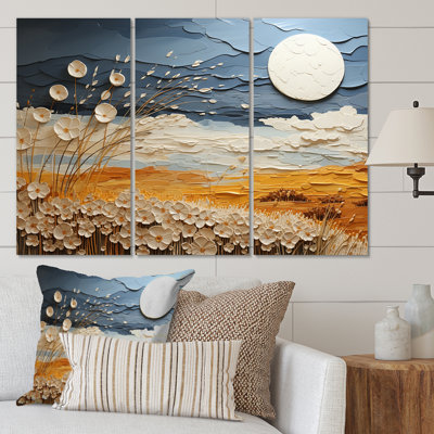 Nuage prairies collages VII - ensemble d'art mural moderne sur toile