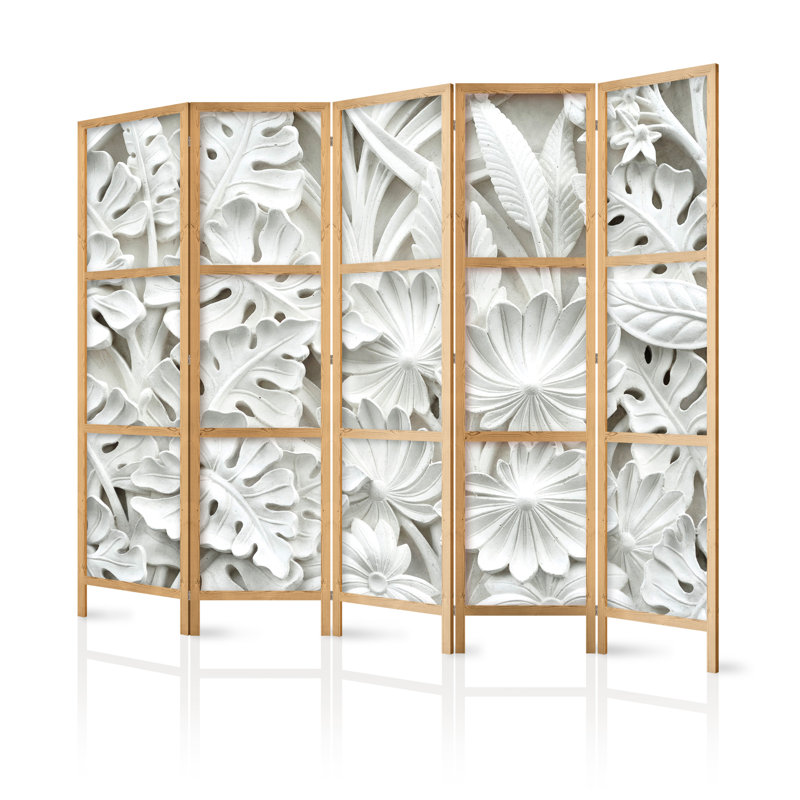 225cm W x 171cm H 5 - Panel Solid Wood Folding Room Divider