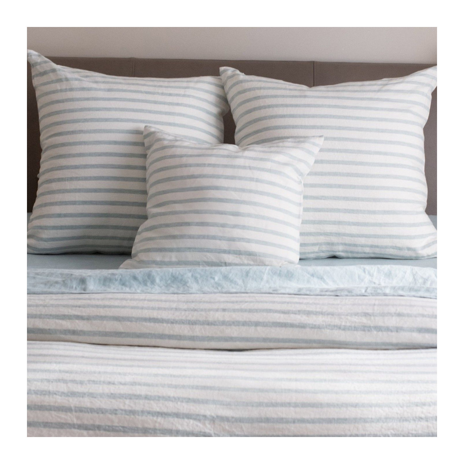 100% French Linen Pillow Sham, Cream & Wave Stripe, Square 26", Pillow Cover Only - No Insert