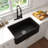 CASAINC Single Bowl Black Fireclay Farmhouse Kitchen Sink With Faucet Included-101121638