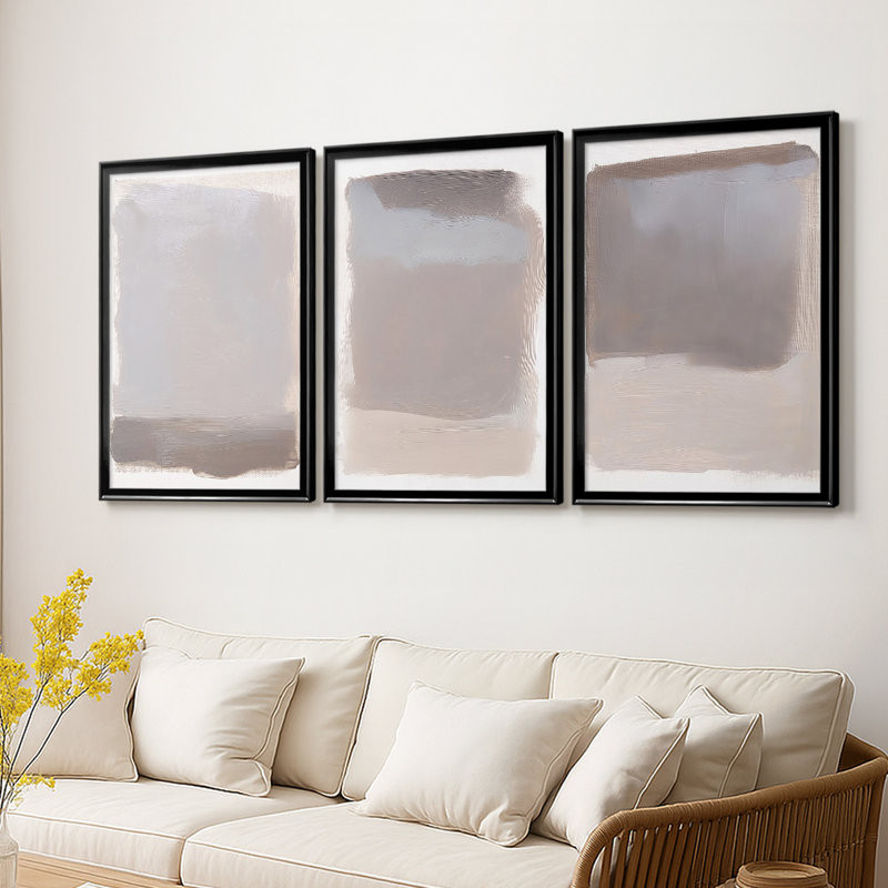 ABSTRACT Series DCCXLII - Toile tendue avec châssis sur mesure - 3 pièces, Noir, H 19 po x l 27 po