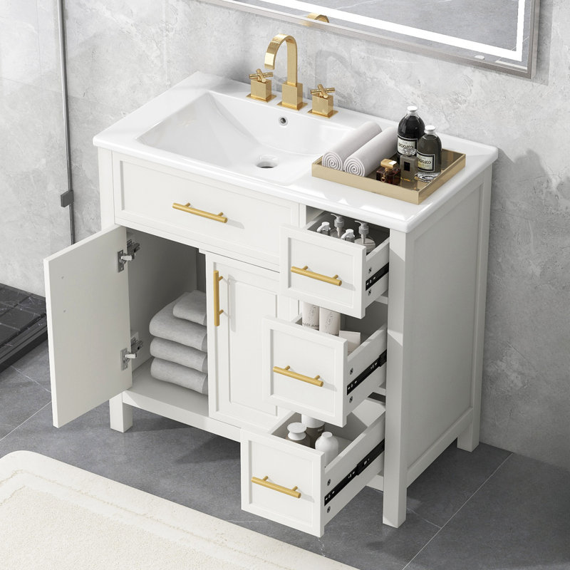 36" W x 18.3" D x 33.9" H Single Bathroom Vanity, White