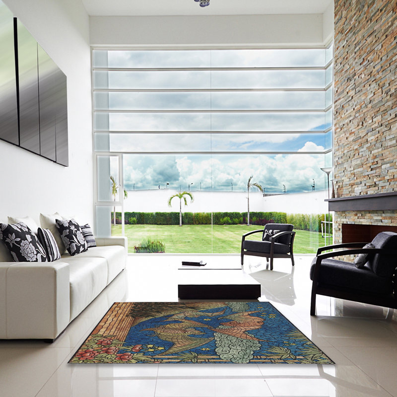 Tapis bleu / brun, Carré 4 pi