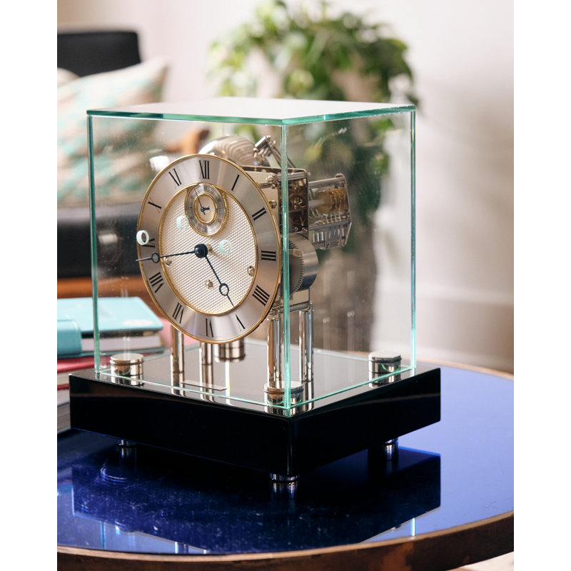 Analog Quartz movement / Crystal Tabletop Clock, Black/Nickel