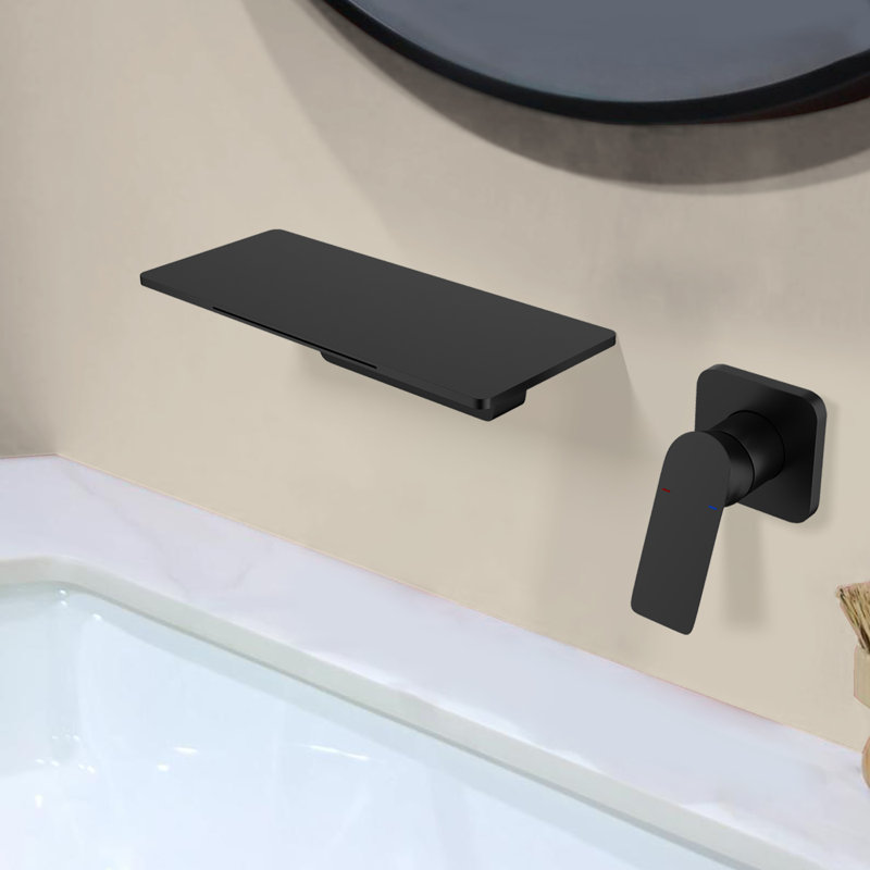 Single Handle Wall Mounted Bathroom Faucet, Matte Black