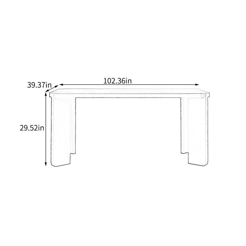 Ash Solid Wood Dining Table, 39.37" W x 102.36" L