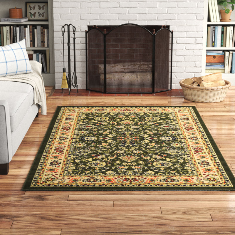 Tapis bourgogne Bhatari, Vert, Rectangle 9 pi x 12 pi
