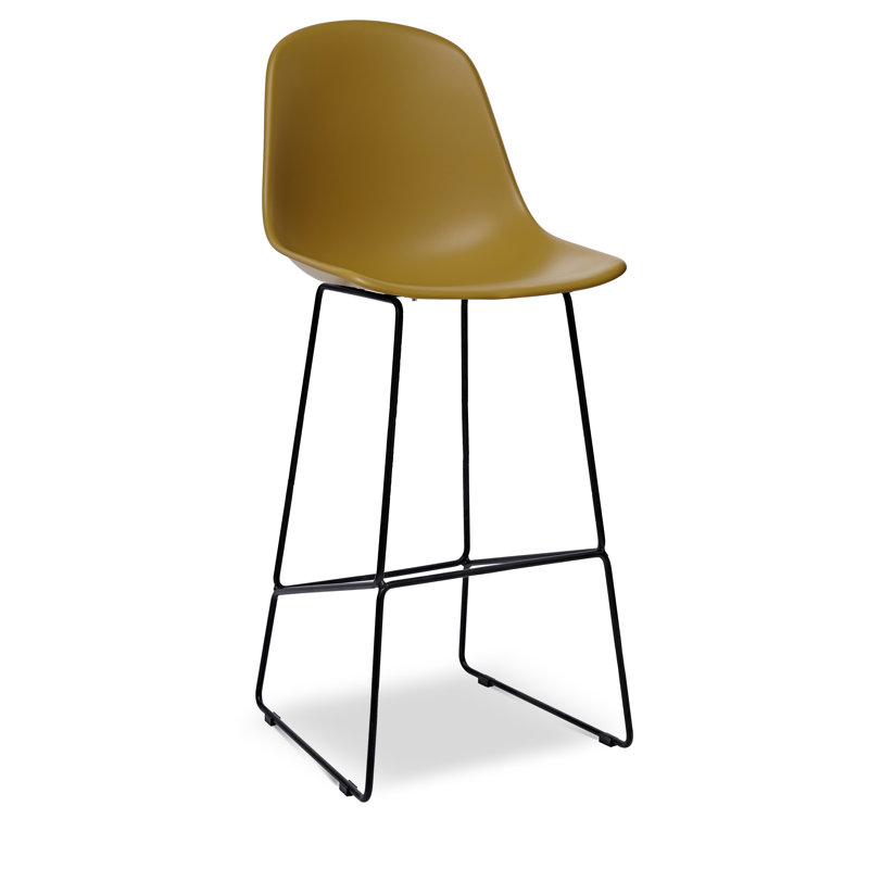 Black Metal Frame Counter Stool with Plastic Seat, Set of 2