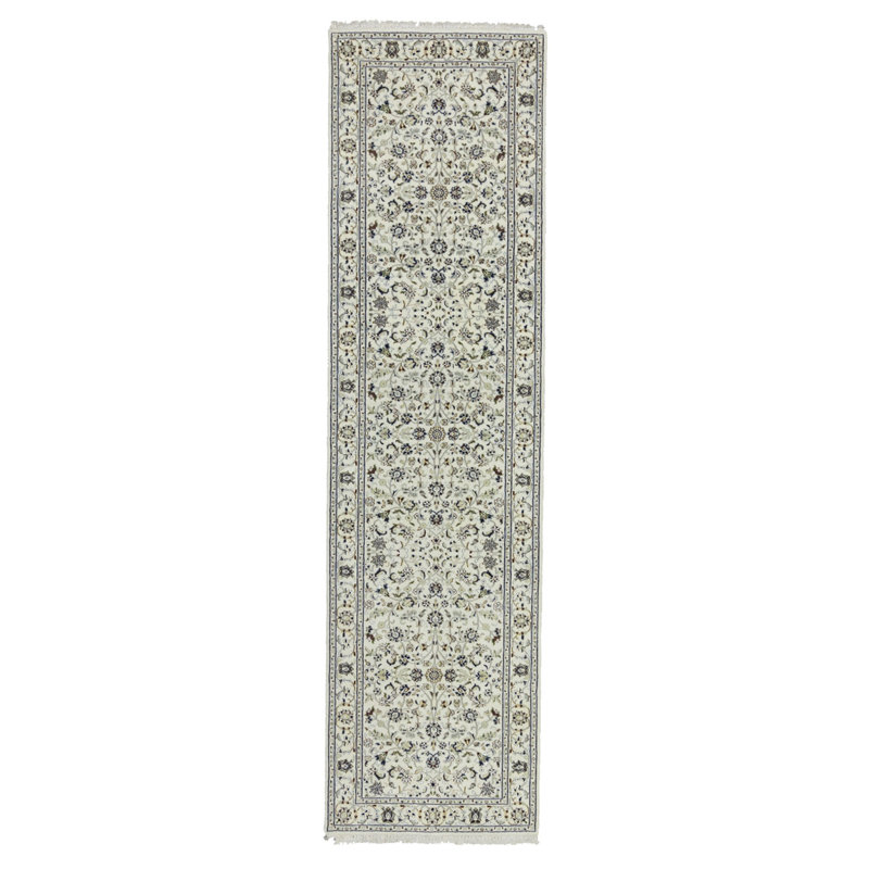Tapis oriental crème traditionnel 10 x 14 Indo Nain, Tapis de couloir : 3 pi x 10 pi