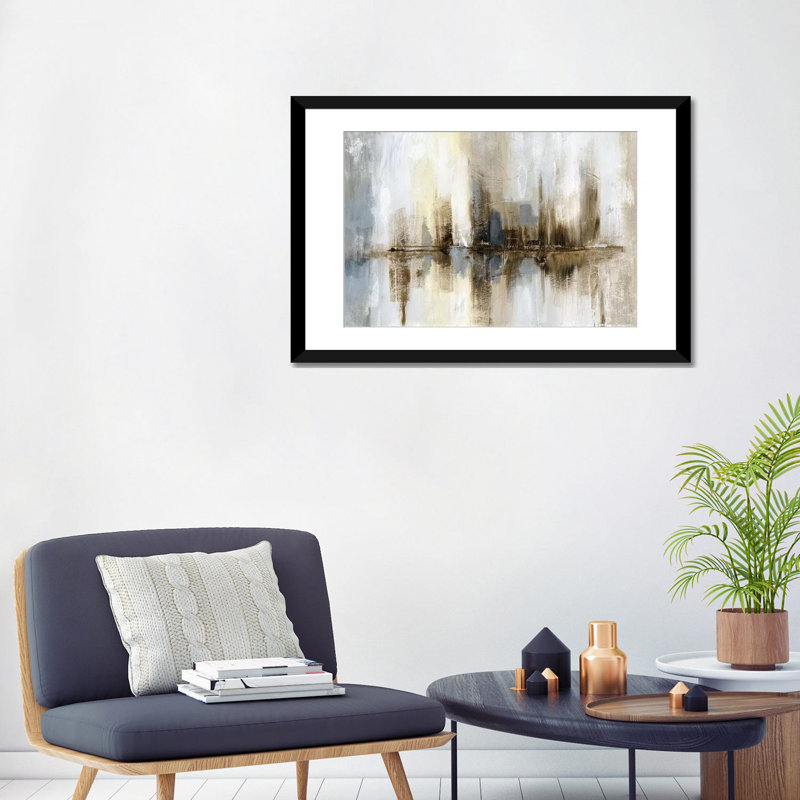 «Harbor Lights», reproduction sur toile, Papier d'art encadré noir, Blanc, H 24 po x l 32 po x P 1 po