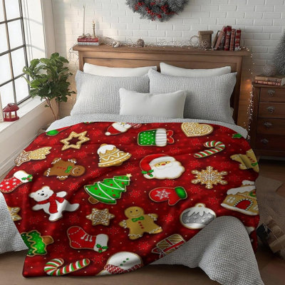 2025 Christmas Throw Blanket, Christmas Decorations Blankets and Throws, Fuzzy Cozy Soft Warm Fleece Sherpa Winter Holiday Blanket for Bed Couch Sofa,50 X 60 Inches