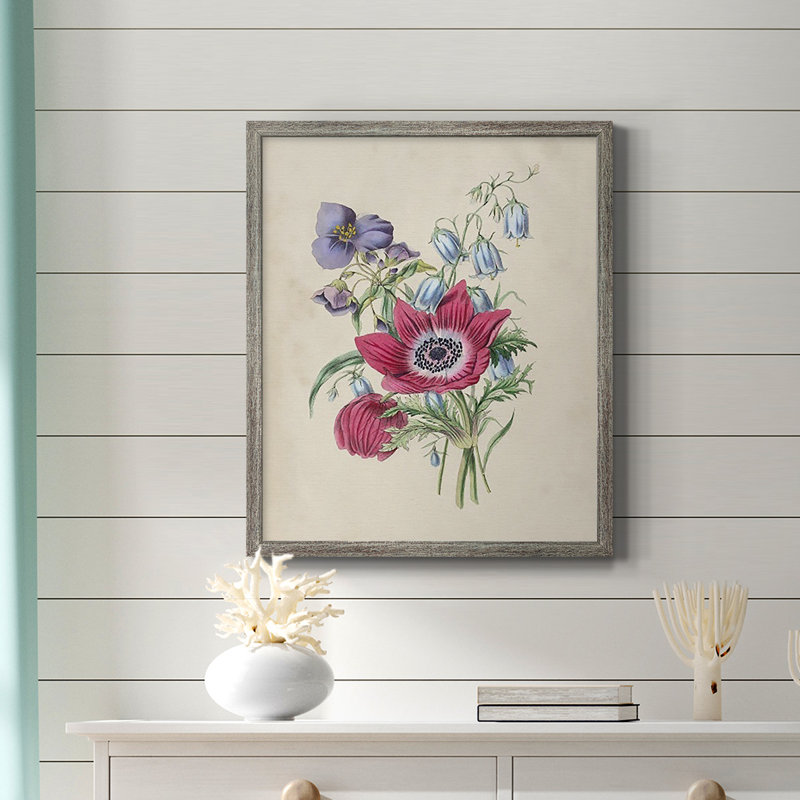 Antique Garden Bouquet I, toile encadrée de qualité supérieure - prête à être accrochée, Argent patiné, H 24 po x l 20 po