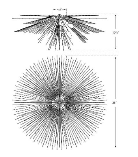 Kelly Wearstler Strada Medium Flush Mount, Aged Iron, 11" H x 28" W x 28" D