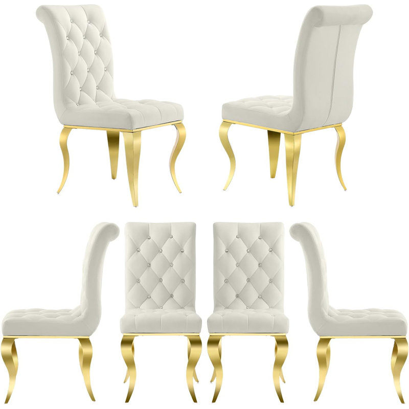 Chaise parsons en velours capitonnée Lanieya