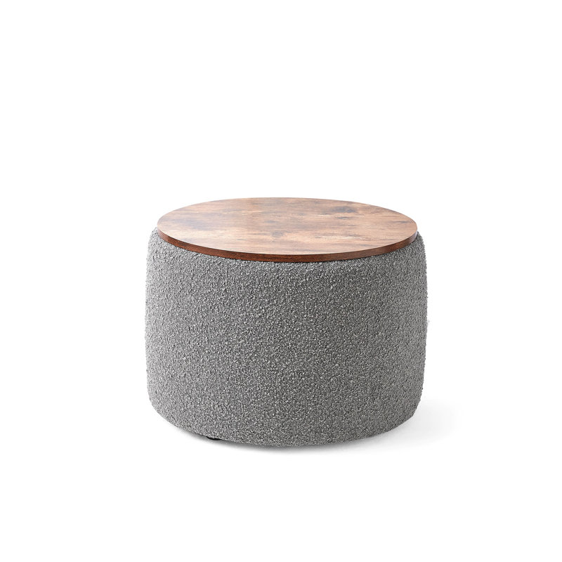 2East Upholstered Ottoman, Gray/White