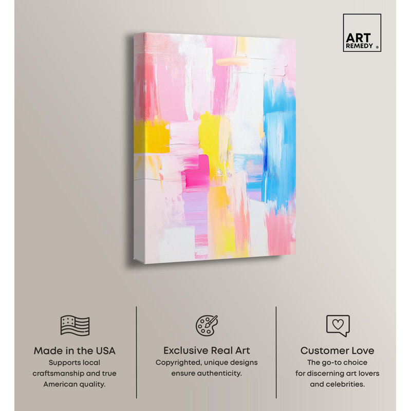 Joyful Abstraction 24" x 16" Colorful Wrapped Canvas Art