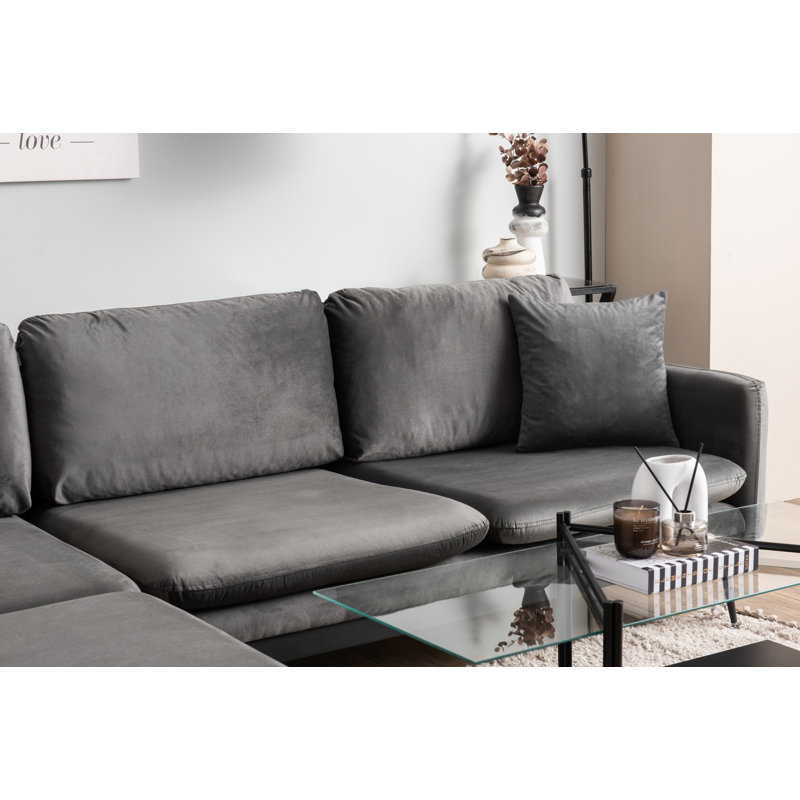 Canapé d'angle, Mélange de polyester gris