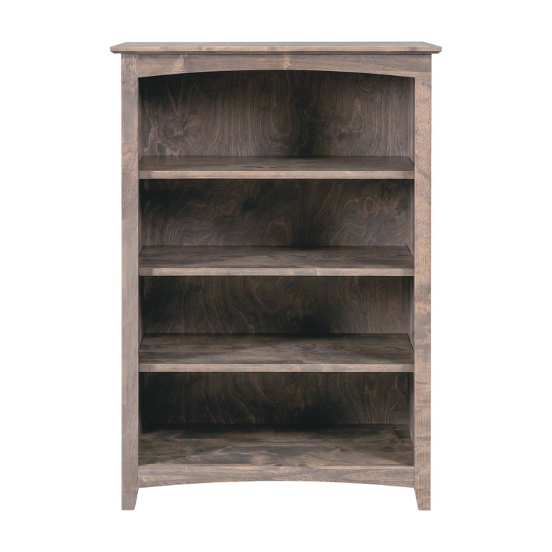 Malani 36" H Solid Wood Classic Bookcase, Driftwood, (4 Shelves) 48"H x 31.75"W x 12.875"D