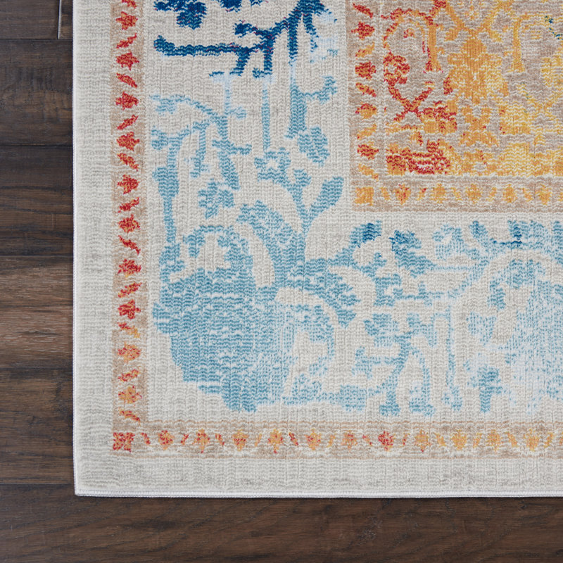 Tapis ivoire traditionnel Raymond Bohemian, Rectangle 8 pi 10 po x 11 pi 10 po