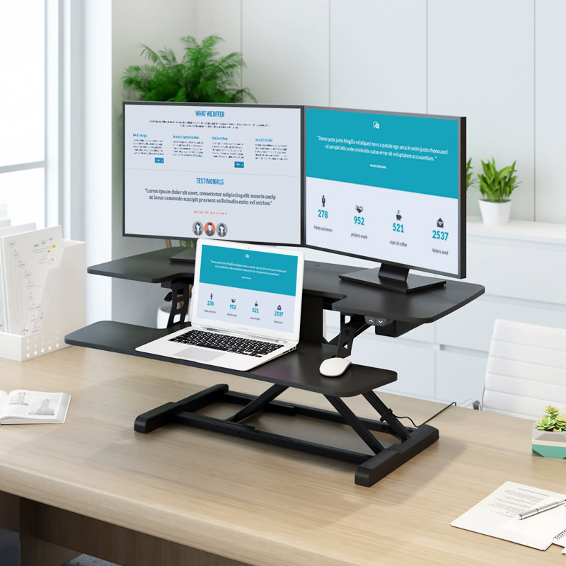 35"/40" Motorized Desk Converter, 19.7" H x 40" W x 16.3" D