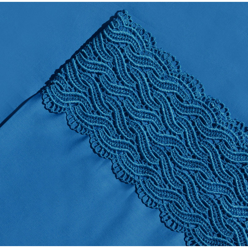 Ensemble de draps 100 % coton 300 fils, Très grand californien, Bleu éclatant
