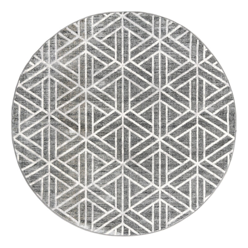 Tapis gris foncé / gris Quercioli, Rond 7 pi