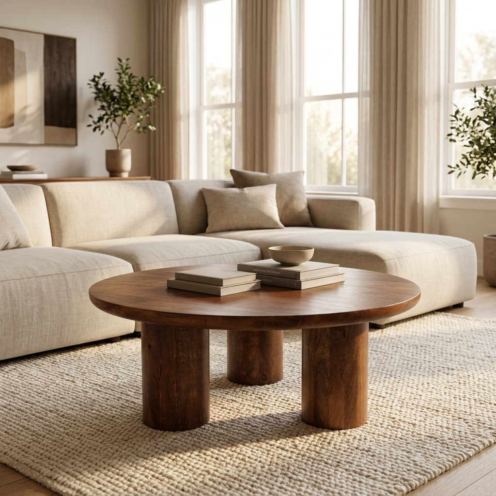 Faustine 36" Coffee Table, Dark Brown