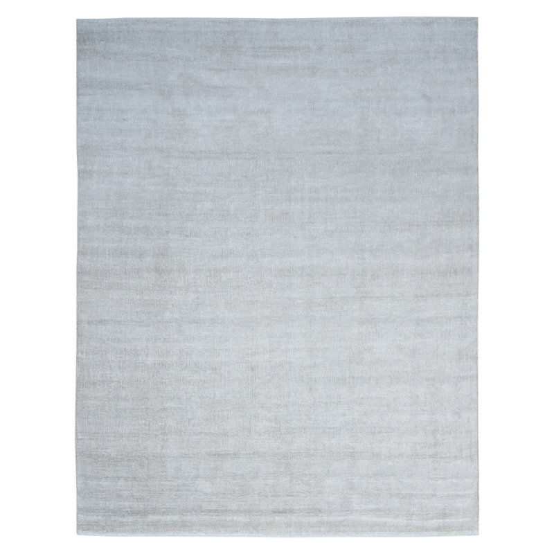 Solid Saree Silk Rug, Beige, Rectangle 9' x 12'
