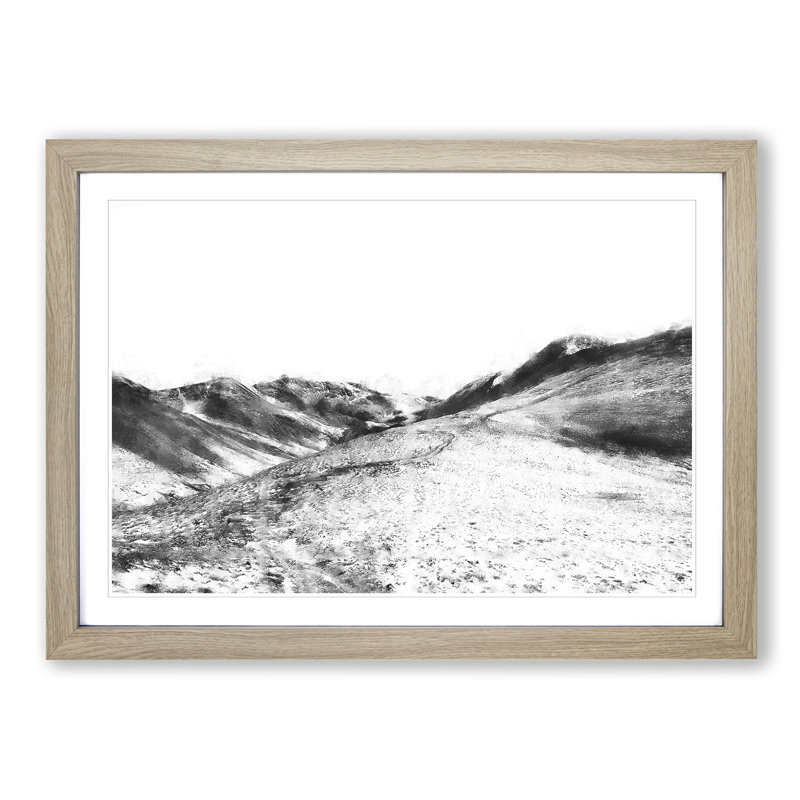 Path Through the Lake District - Picture Frame Graphic Art Print, Oak, 62cm H x 87cm W x 2cm D