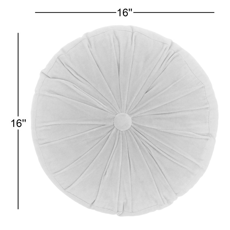 Charcoal Ruched Velvet Round Throw Pillow 16"