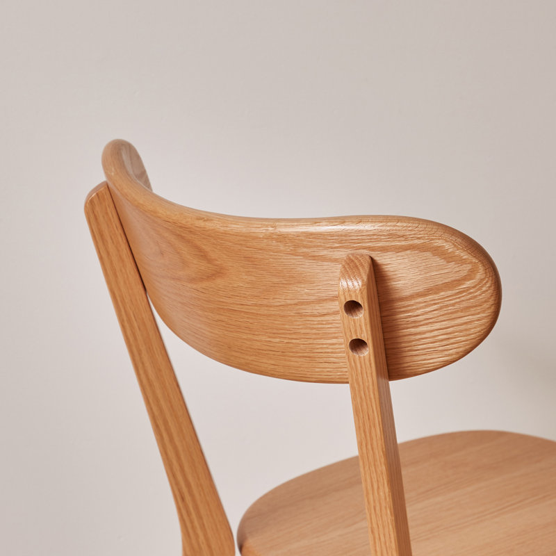 Ensemble de 2 chaises de salle à manger en bois de chêne massif à dossier papillon, Bois naturel