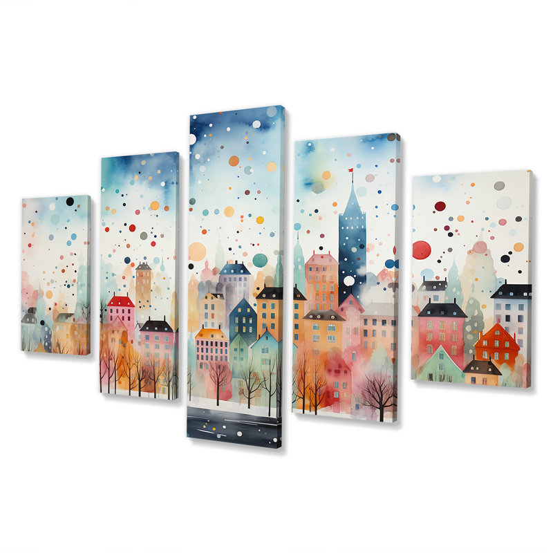 Popart Urban Cityscape II - City Art Deco Multipanel Wall Art, ensemble