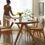 Cherry Wood Colour Rectangular Solid Wood Dining Table-1636560605