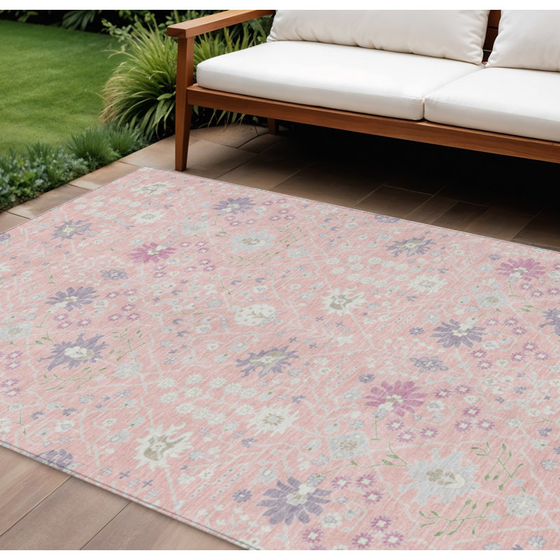 Tapis oriental lavable intérieur rose 9 'X 12'