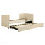 Lit de jour simple tapissier avec couchette escamotable, beige-1072416483
