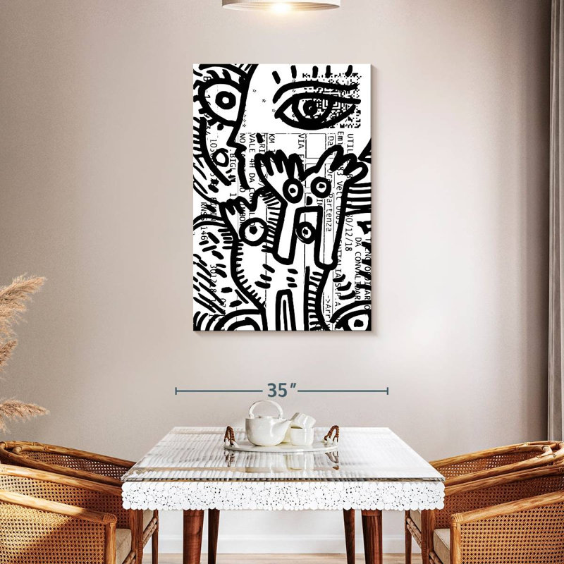 Ashelle graffiti noir et blanc italien, H 30 po x l 20 po