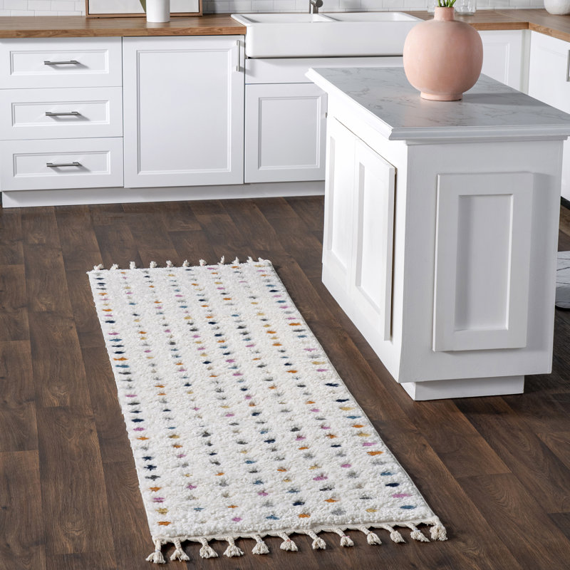 Tapis ivoire à poils longs Weishaar, Tapis de couloir 2 pi 8 po x 8 pi 8 po