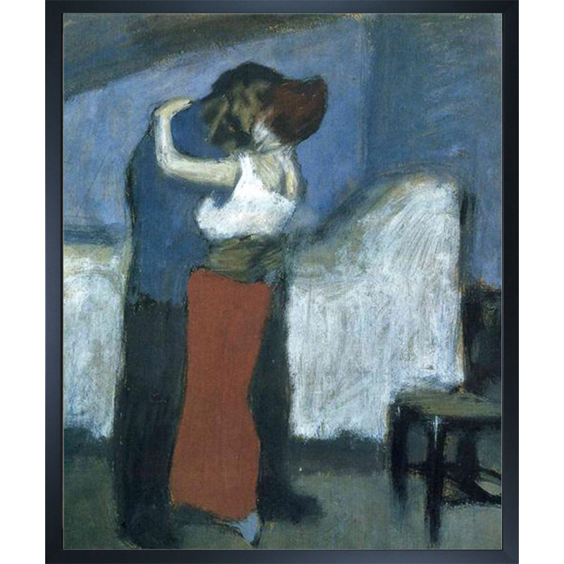 "Embrace" par Pablo Picasso - peinture sur toile à cadre flottant, H 25,5 po x l 21,5 po, Studio noir bois