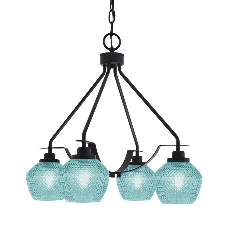 Lustre 4 lumières Scituate illustré, Bleu, Noir mat